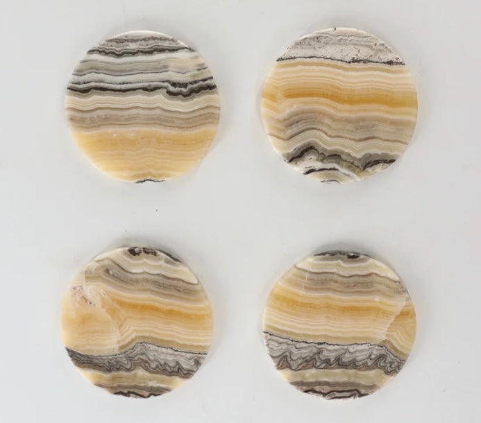 Yellow Zebra Onyx Coasters Set of 4