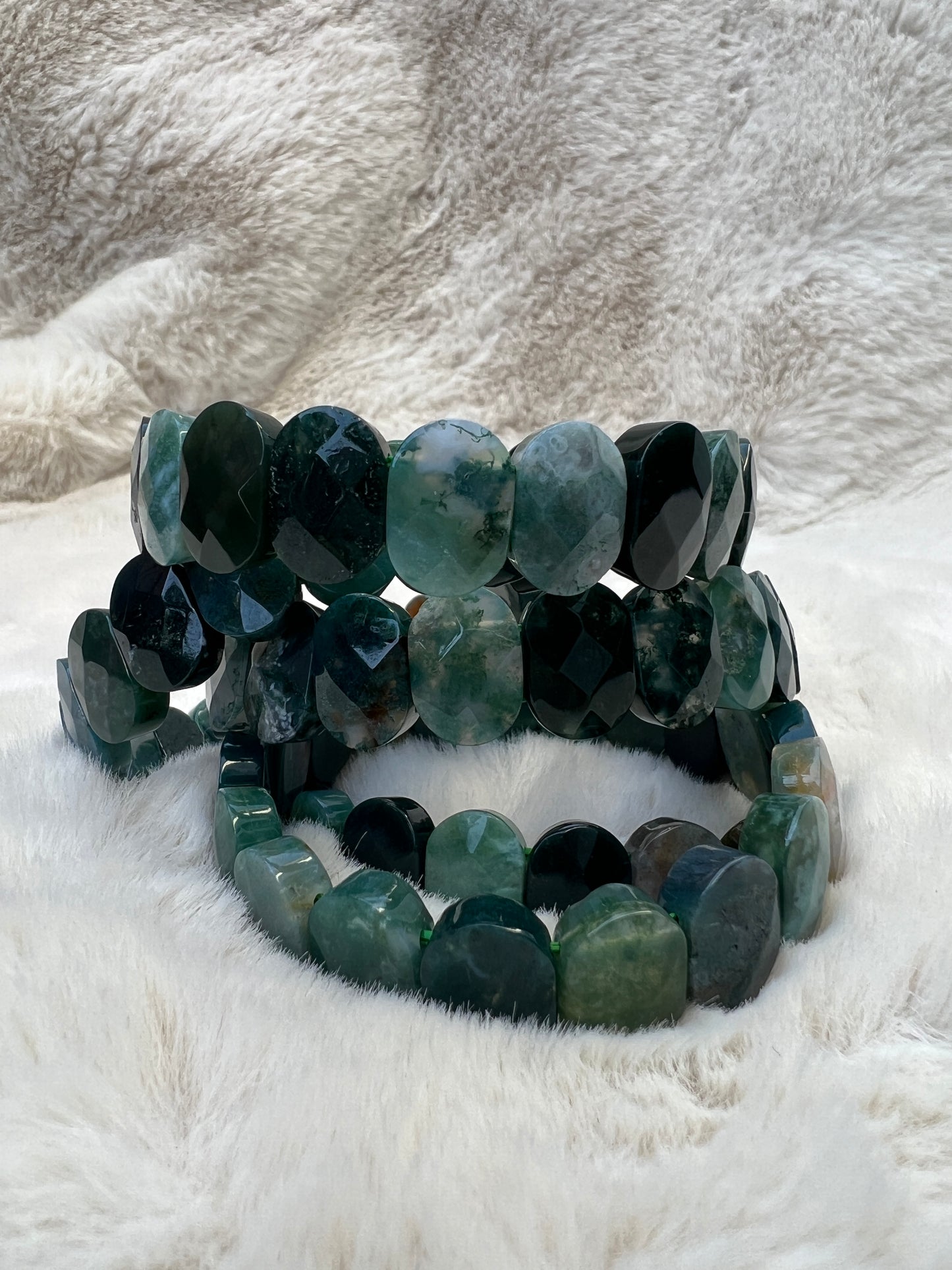 Moss Agate Stretch Bangle