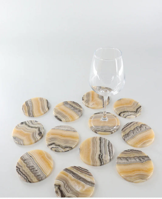 Yellow Zebra Onyx Coasters Set of 4