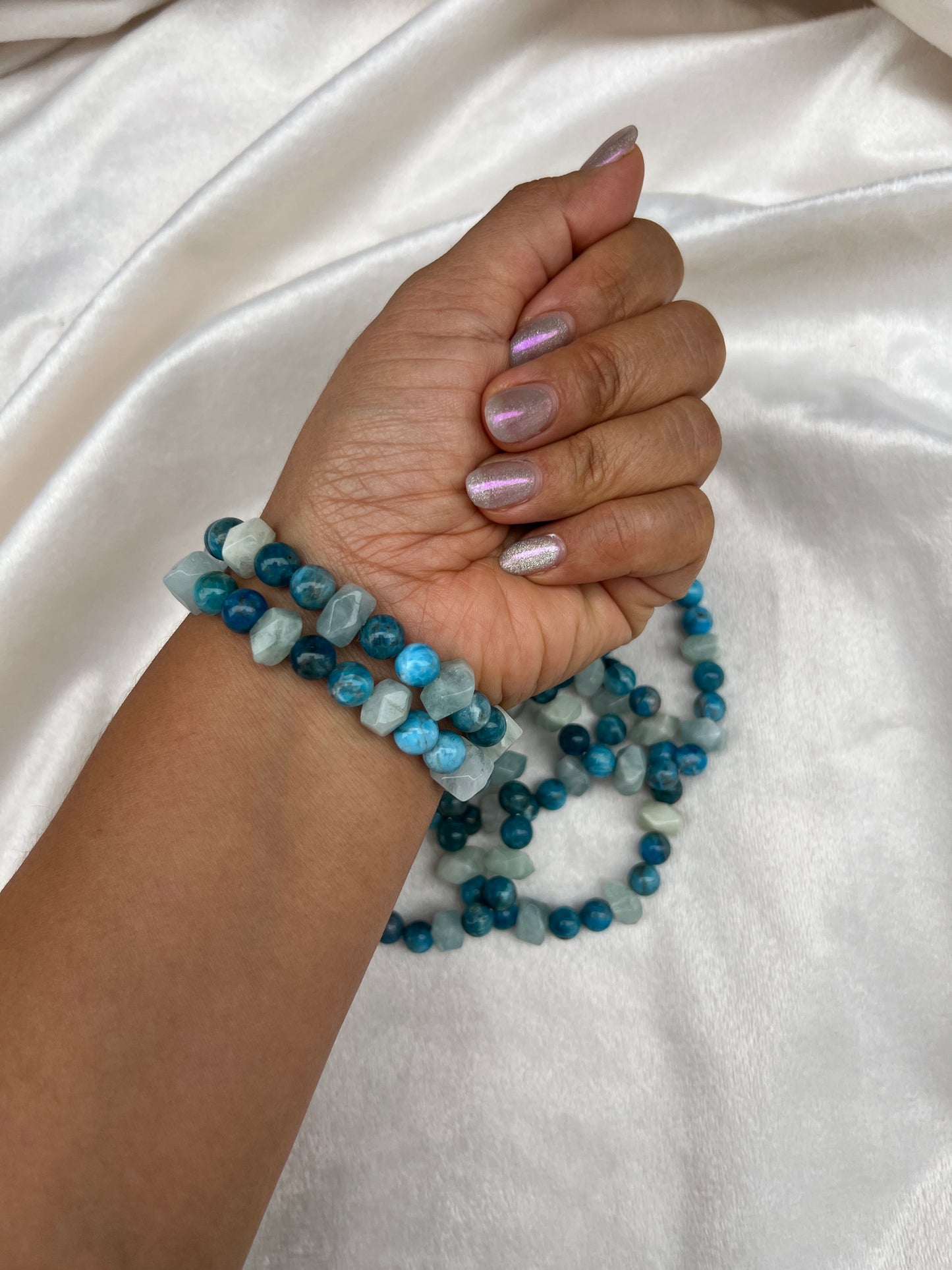 Aquamarine and Blue Apatite Bracelet