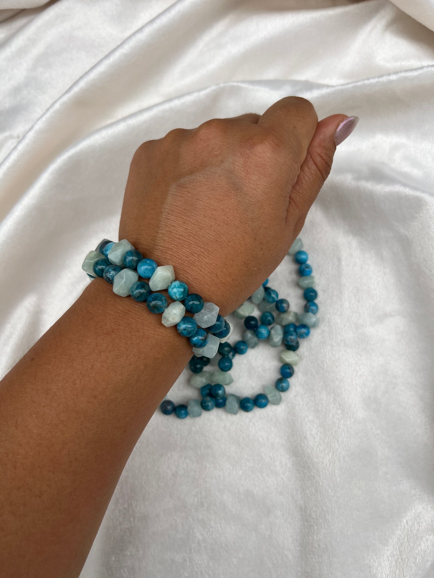 Aquamarine and Blue Apatite Bracelet