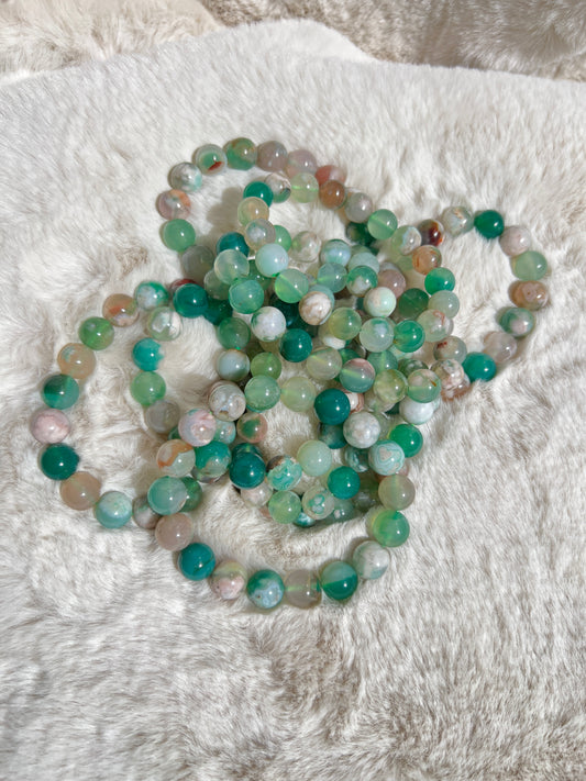 Green Flower Agate Bracelet