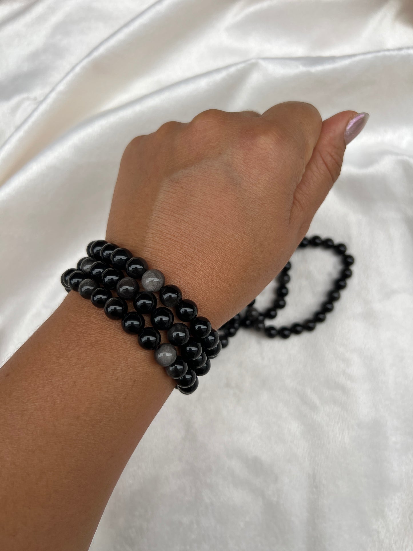 Silver Sheen Obsidian Bracelet