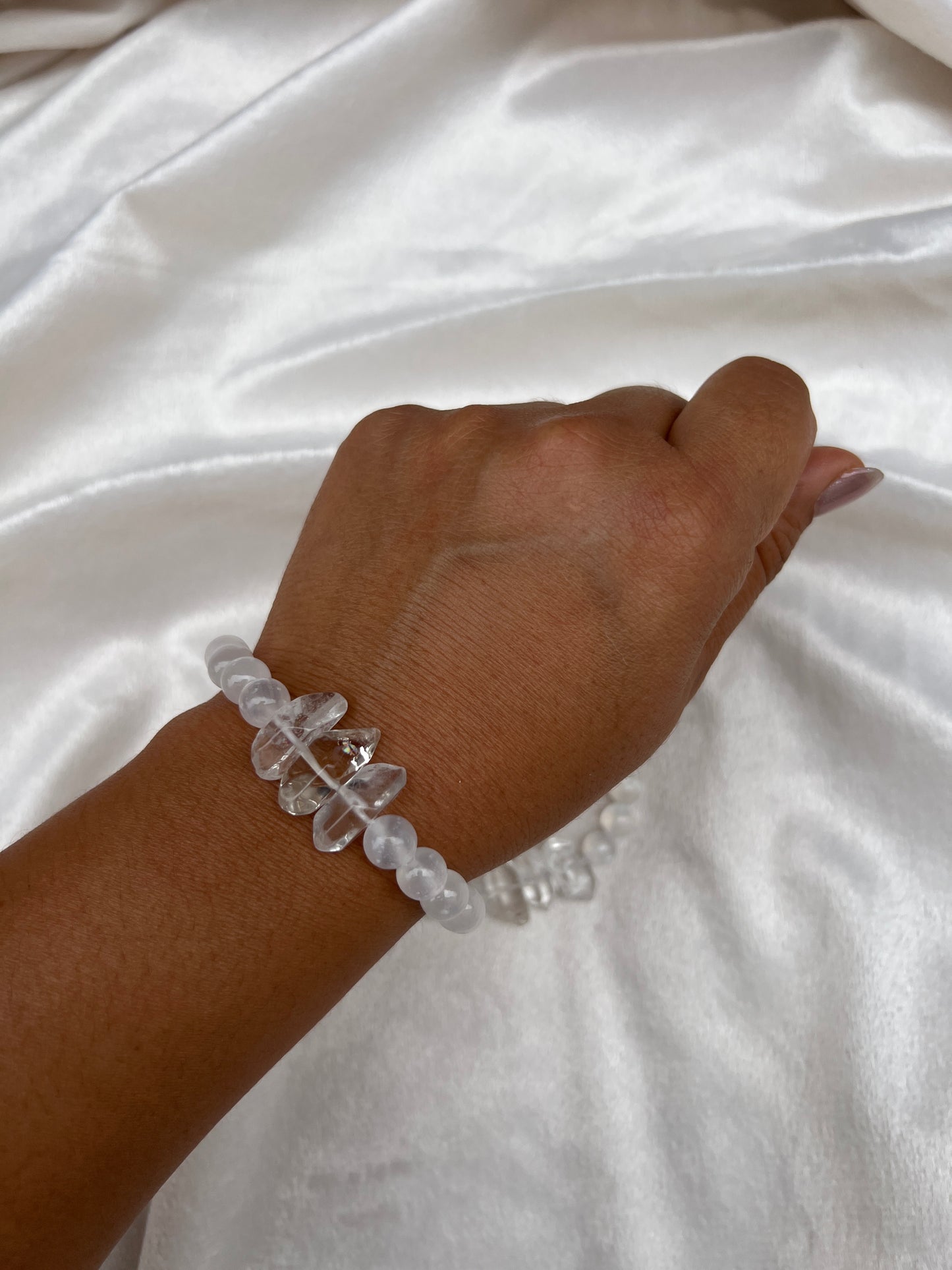 Selenite and Quartz Nugget Bracelet