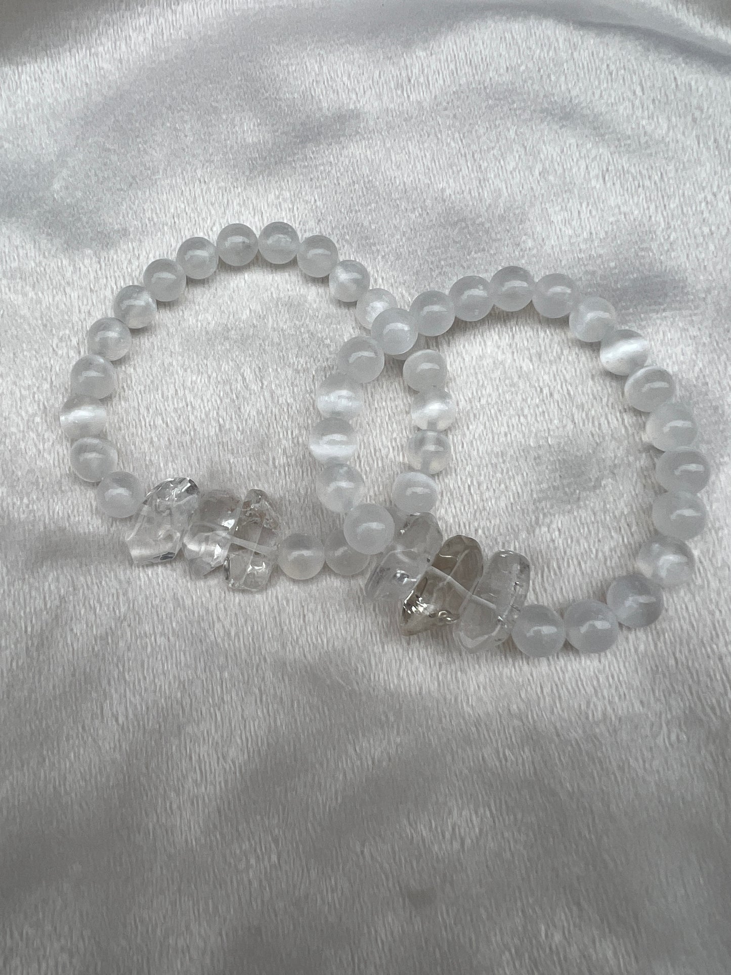 Selenite and Quartz Nugget Bracelet